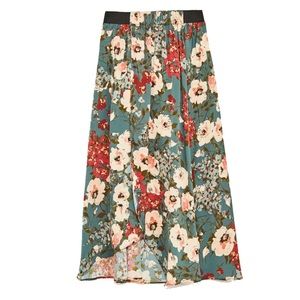 Zara Floral Print Midi Skirt